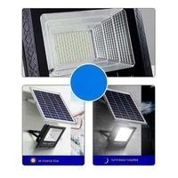 Proiector LED/Lampa solara de exterior Flippy, 20 cm x 25cm, Rezistent la Apa IP67, cu Panou Solar, 220 LED SMD, 65W, Senzor de lumina, Timer, cu Telecomanda, 2 moduri de iluminat, kit montaj inclus, Lumina Rece