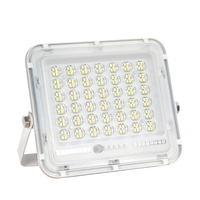 Proiector LED cu Panou Solar Flippy, Senzor de lumina Waterproof, 100W, 23x18 cm, suport U inclus, panou afisaj nivel baterie, telecomanda, 220V, Design Modern, Alb