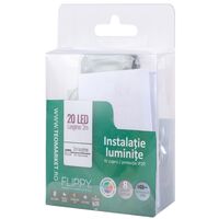 Instalatie Craciun, 2 metri, 20 LED-uri, multicolor, telecomanda 8 functii, USB, fir cupru, liniar, interior/exterior, Vafy