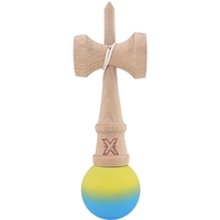 Kendama X Originala, Profesionala, Flippy, 18 cm, Profesionala, +9 Ani, din Lemn, Gradient Galben/Albastru