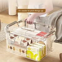 Cutie De Depozitare, Flippy, Tip Valiza, pentru Alimente, Jucarii, Accesorii, Transparent-Gri, Marime L, 38.5x27.5x22 cm
