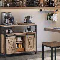 VASAGLE Comoda pentru living sau bucatarie, cu 2 usi glisante, rafturi reglabile, stil rustic, 33x100x80 cm, maro