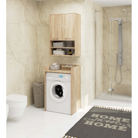 Dulap baie suspendat, cu 2 usi si 2 rafturi deschise, PAL 16 mm, 64x30x94 cm, stejar sonoma