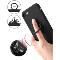 Husa protectie Vafy compatibila cu Apple iPhone 7/8/SE 2020 Liquid Silicone Ring cu suport rotativ Negru