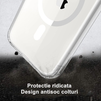 Husa de protectie Vafy compatibila cu Apple iPhone 15, MagSafe Blister, gaura mare camera, transparenta