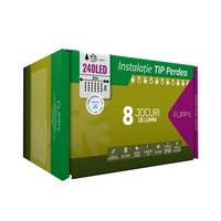 Instalatie Craciun, Tip Perdea, IP44, 2 m x 2 m, 240 LED-uri, Alb rece, 8 jocuri de lumini, Transformator, Interconectabila, Prelungitor 3 m inclus, Fir transparent, Interior/ Exterior, Vafy
