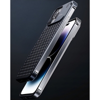 Husa Aromaterapia Compatibila cu iPhone 15 Pro Max, Vafy, Antisoc, Antizgariere, Protectie Camera si Supraincalzire, din Aliaj de Aluminiu, Gri