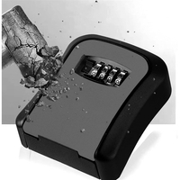 Cutie pentru Chei cu Parola, Vafy, din Aliaj de Aluminiu si Plastic, Cod din 4 Cifre, Impermeabila, Negru