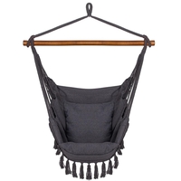 Hamac tip leagan suspendat pentru casa sau gradina HM45, gri inchis cu perne, 130x100cm, 150kg