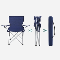 SONGMICS Set 2 scaune pliabile camping cu suport bauturi, husa transport, 52x84x81 cm, 120 kg, albastru