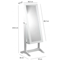 Dulap de toaleta cu oglinda si spatiu de depozitare bijuterii, 35x120cm, alb