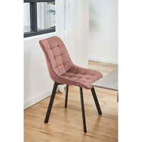 Scaun tapitat, din velur, picioare metalice, maxim 125 kg, 48x60x87 cm, roz pudrat
