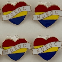 Set 12 Brose Martisor Primavara, Jolie, Model Inima Tricolor, cu Mesaj Noroc