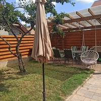 Umbrela terasa gradina, cu manivela si inclinare, diametru 300cm, Taupe