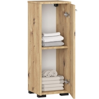 Dulap de baie tip baza, cu usa reversibila si raft interior, PAL 16 mm, 30x30x85 cm, stejar artisan