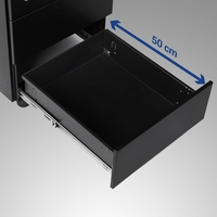 SONGMICS Dulap mobil rollbox pentru birouri, 3 sertare pentru documente, corp pre-asamblat, 45x39x54 cm, negru