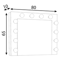 Oglinda machiaj cu 12 becuri LED, lumina neutra, 80x10x65 cm, alb