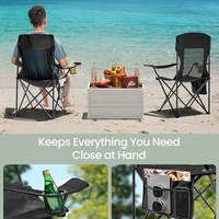 SONGMICS Set 2 scaune pliabile camping cu spatar inalt si suport bauturi, husa transport, 150 kg, 52x87x97 cm, negru