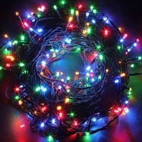Instalatie Craciun, 5 m, 143 Led-uri ,Franjuri, Multicolor, Flash, Transformator, Interconectabila, Prelungitor 5 m inclus, Fir Negru, Vafy