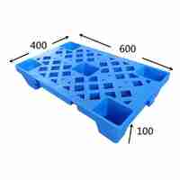 Palet de Transport, Flippy, 60 x 40 x 10 cm, din Plastic durabil, Palet pentru Stivuitor in Depozit, Rezistent la Umiditate, Grila Ingrosata, 5 Picioare, Albastru
