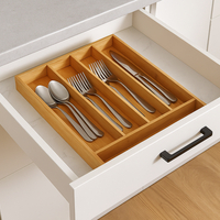 Organizator tacamuri 5Five din bambus si MDF cu 5 compartimente, 34x25 cm, maro natural