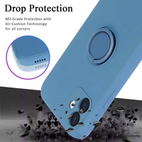 Husa protectie Vafy compatibila cu Apple iPhone 12 Liquid Silicone Ring cu suport rotativ Albastru deschis
