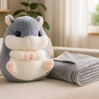 Jucarie plus hamster cu paturica ascunsa, plus moale pentru copii, 50x28 cm, gri