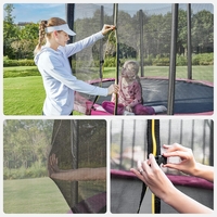 SONGMICS Trambulina pentru copii cu plasa de protectie exterioara, diametru 183 cm, 100 kg, roz