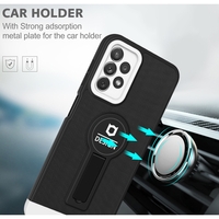 Husa Armor Design cu Stand pentru iPhone 11, Negru/Alb, Suport Auto Magnetic, Wireless Charge, Protectie Antisoc, Vafy