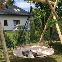 Leagan de gradina XXL Sersimo, suspendat tip pat, 150cm, bej