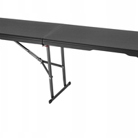 Banca pliabila pentru gradina sau catering, HDPDE, 180x28x43cm, negru