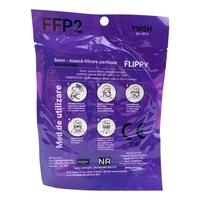 Set 15 bucati Masca de protectie faciala, Flippy®️, de unica folosinta, FFP2 CE 2163, 5 straturi, nesterila, ambalaj individual, Alb