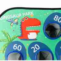 Joc pentru Copii, Flippy, Aruncarea Sacilor cu Nisip, Sageti, 8 Mingi, 4 Saci, Geanta Portabila, Interactiv, Model Dinozauri, 77.5x44.5x42 cm, Multicolor