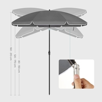 SONGMICS Umbrela terasa gradina sau plaja, cu inclinare, husa, diametru 160cm, gri