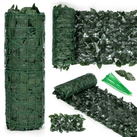 Gard artificial decorativ 50x500 cm, frunze ornamentale, protectie UV si intemperii, plastic PVC, verde inchis