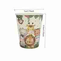 Set 10 Pahare, Flippy, Imprimeu Jungle, din Carton, 7 x 8.5 cm, Verde