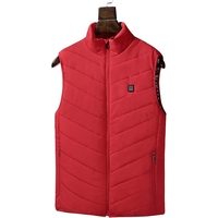 Vesta cu Incalzire, Vafy, Unisex, 2 Zone de Incalzire, Umplutura Bumbac, 3 Trepte de Temperatura, Incarcare USB, Rosu, 74 - 84 kg, Marime XXXL