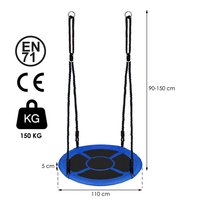 Leagan tip cuib Sersimo NS24, diametru 110cm, inaltime reglabila, pentru exterior, sarcina 150 kg, Albastru Negru