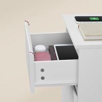VASAGLE Noptiera cu 3 sertare, din PAL, cu 2 prize si 2 porturi USB, 40x35x59 cm, alb