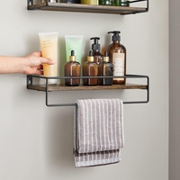 VASAGLE Set 2 rafturi perete cu bara metalica, stil industrial, 40x16x9 cm, maro rustic
