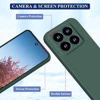 Husa de Protectie, Vafy, pentru Xiaomi 14, Liquid Silicone, cu Microfibra pe Interior, Protectie Antisoc, Compatibil Incarcare Wireless, Verde