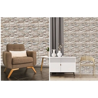 Set 10 Placi de Tapet, Flippy, Autoadezive, 70 x 77 cm, 2.5 mm Grosime, Suprafata Acoperita 5.3 mp, din PVC, Model Piatra, Crem