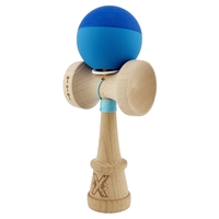 Kendama X Originala, Profesionala, Flippy, Rubber Grip, Cupe Mari KING SIZE V3, Gaura in Baza, Rulment Metalic, din lemn 18 cm, Ata 62/65 cm, Bicolor Albastru/Albastru deschis
