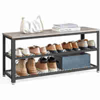 VASAGLE Raft pentru pantofi cu 2 polite, 100x30x45cm, otel, stil industrial, gri