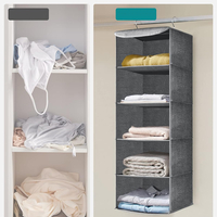 SONGMICS Raft suspendat organizator pentru dulapuri, pliabil, textil, 30x30x90cm, gri