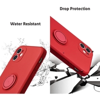 Husa protectie Vafy compatibila cu Apple iPhone 12 Liquid Silicone Ring cu suport rotativ Rosu