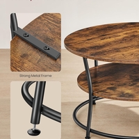 VASAGLE Masuta de cafea rotunda cu raft, cadru metalic, stil industrial, 80x45 cm, maro rustic