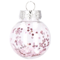 Set globuri de Craciun Inedit, 24 bucati, 5cm, transparente si roz pal