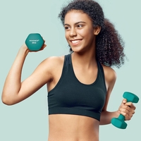 SONGMICS Set gantere fitness hex 2x3 kg, antiderapante, din fier invelit in vinil, verde