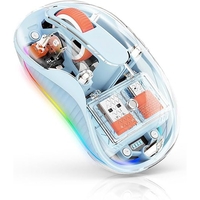 Mouse Wireless, Vafy, Dual Bluetooth, 2.4 GHz, Multi Device, USB-C, 4 Niveluri DPI 800-2400, Reincarcabil, Iluminare LED, Compatibil MacBook/iPad/Laptop, 10 x 6 cm, Albastru